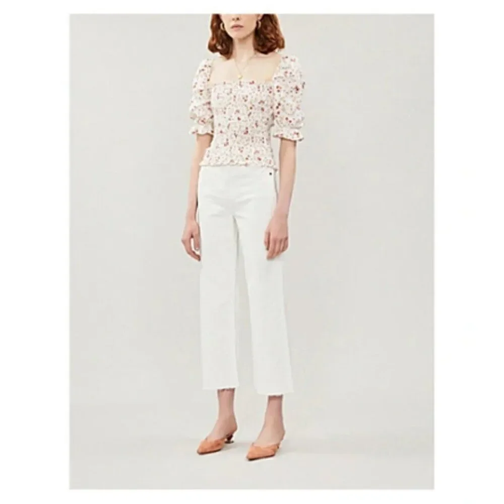 💕REFORMATION Clementine Ruched Floral Linen Top ~ Veronica Micro Floral XS NWOT